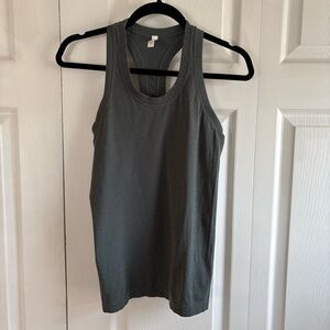 ATHLETA Momentum Seamless Green Grey Metallic Thread Tank Top‎ Yoga Pilates XS